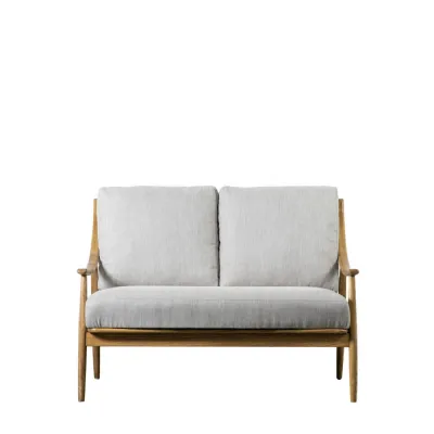 2 Seater Dark Natural Linen Sofa