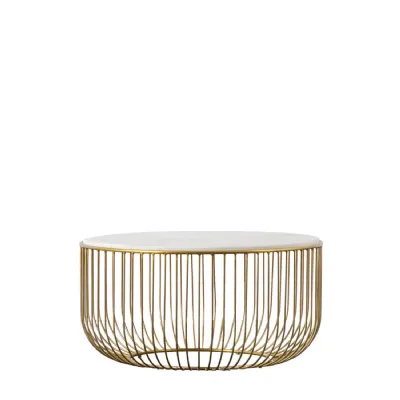 Gold Iron Wire Marble Top Coffee Table