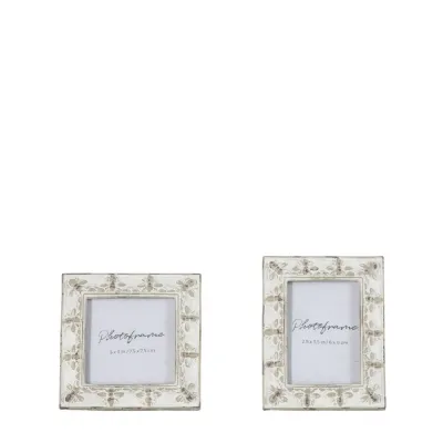 Honey Bee Photo Frame Mini Antq Grey (Set of 2)