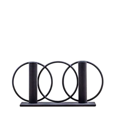 Yara Candlestick x2 Metal Black 300x80x140mm