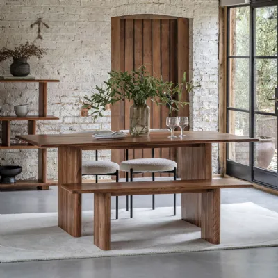 Large 180cm Dining Table Acacia Wood Curved Ends
