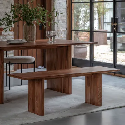 Small Acacia Wood 140cm Wide Natural Dining Bench