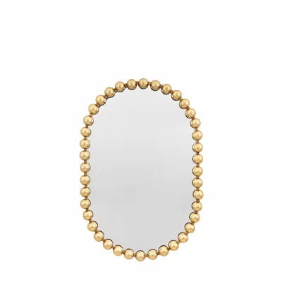 Gold Pill Shaped Plain Wall Mirror with Ceretti Design