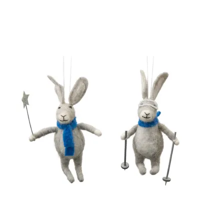 Skiing Hares Grey (Set of 2) 60x70x150mm