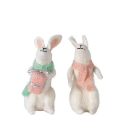 Gifting Hares White (Set of 2) 100x130x170mm