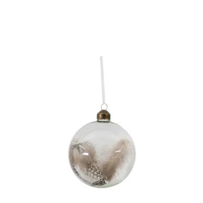 Feather Bauble White Natural (Set of 3) D100mm