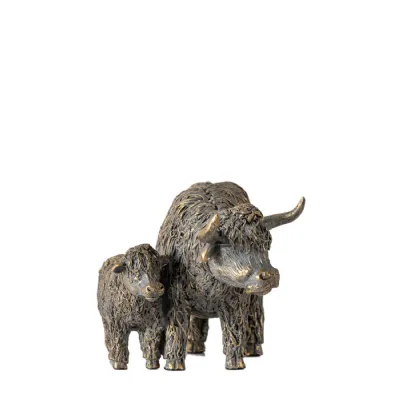 Highland Cow Mum And Calf 210x110x115mm