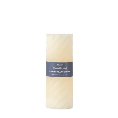 Vanilla Pillar Candle Twist Ivory (2pk) D75x200mm