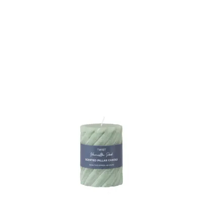 Vanilla Pillar Candle Twist Sage (2pk) D75x100mm