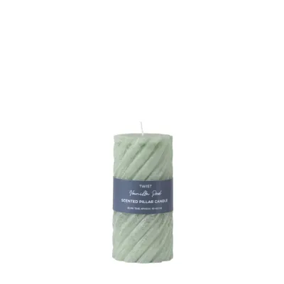 Vanilla Pillar Candle Twist Sage (2pk) D75x150mm