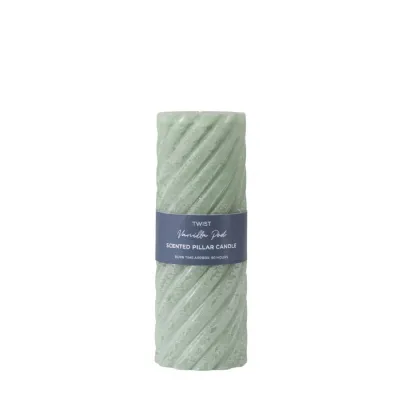 Vanilla Pillar Candle Twist Sage (2pk) D75x200mm
