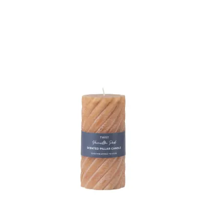 Vanilla Pillar Candle Twist Amber (2pk) D75x150mm