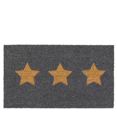 Three Gold Stars Grey Coir Doormat