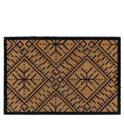 Ikat Black and Natural Coir Doormat 600x900mm