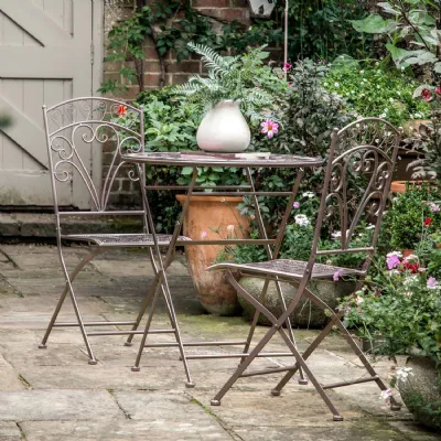 Black Metal 2 Seater Round Bistro Table and 2 Chair Set