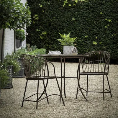 Black Metal Outdoor 2 Seater Round Bistro Dining Table Set