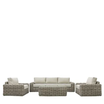 Natural Rattan 3 Seater Garden Lounge Set