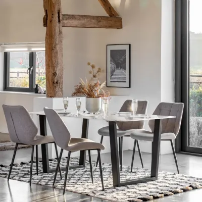White Marble Effect Glass Top 160cm Dining Table