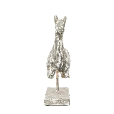 Antique White Cement Horse Sculpture