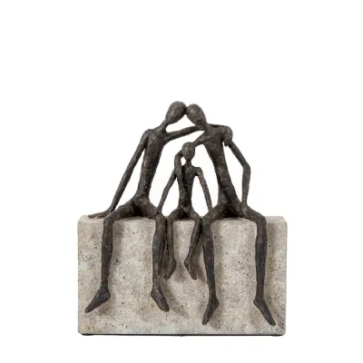 Bronze Style Family Of 3 Sculpture