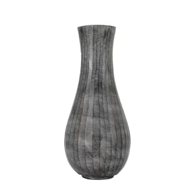 Enya Fluted Vase Large Antique Grey 145x145x330mm