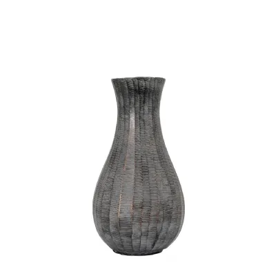 Enya Fluted Vase Small Antique Grey 125x125x235mm