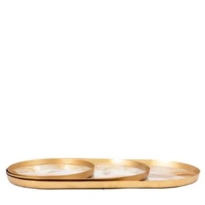 Sahara Round Marbled Tray (Set of 3) 405x210x15mm
