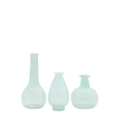 Icy Blue Rounded Glass Vases (Set of 3)