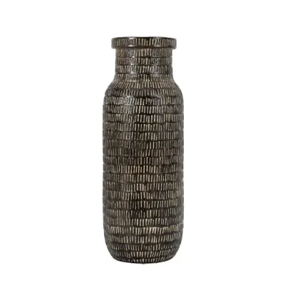 Sgraffito Vase Tall Black 130x130x360mm