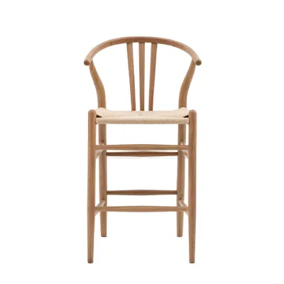 Natural Curved Back Elm Bar Stool (Pack Of 2)