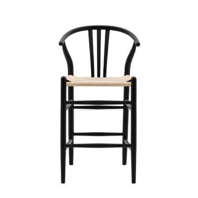 Black Curved Back Elm Bar Stool (Pack Of 2)