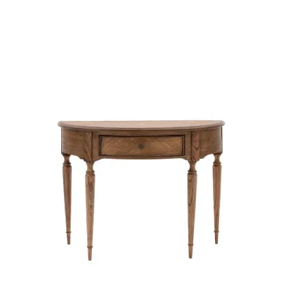 Matched Inlaid Veneered Wood Console Table