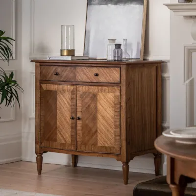 Traditional Marquetry Mindi Wood Small 2 Door Sideboard