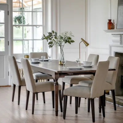 Grey Wooden Large Rectangular Extending Dining Table