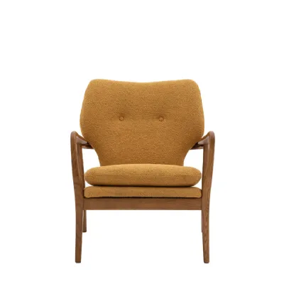 Yellow Mustard Oak Frame Armchair