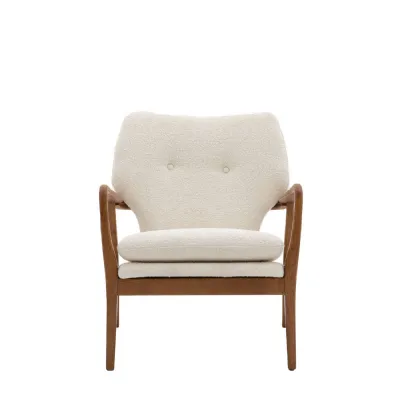 Cream Boucle Oak Frame Armchair