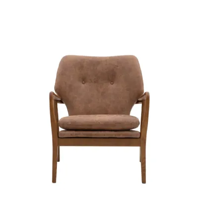 Brown Leather Mid Century Chair