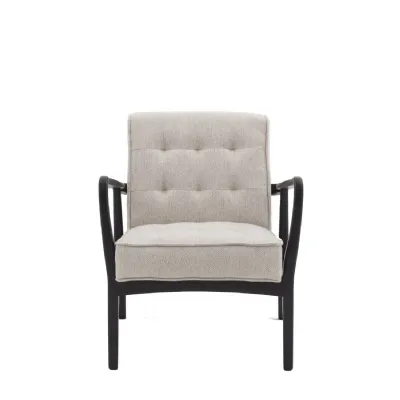 Black Oak Frame Armchair With Natural Linen