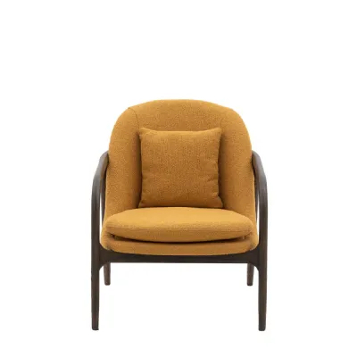 Yellow Dark Wood Frame Armchair