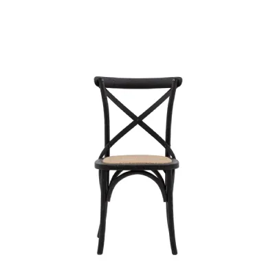 Black Cross Backed Cafe Dining Chair (Pack Of 2)