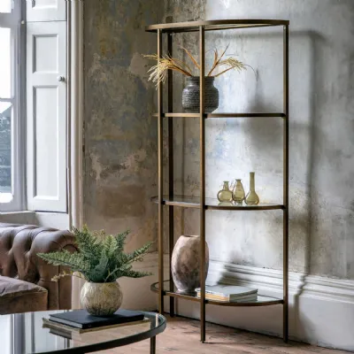 Bronze Metal Framed Open Display Shelving Unit