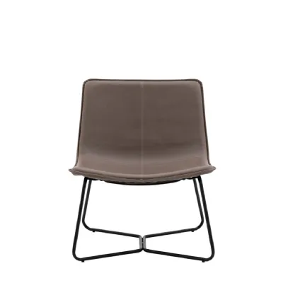 Grey Curved Faux Leather Lounge Chair