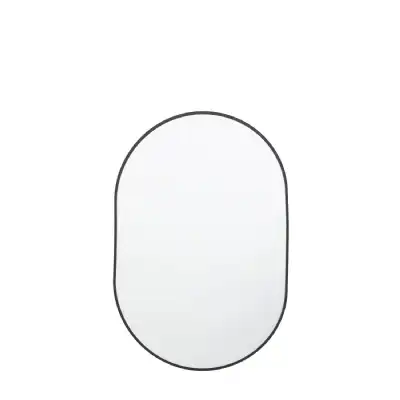 Small Black Metal Framed Rounded Edge Wall Mirror
