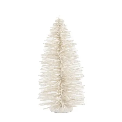 Glittered Brush Tree Small White 170x170x350mm