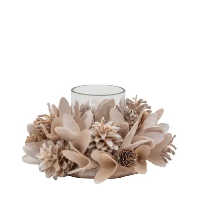 Blush Cone And Floral Tealight Holder 180x180x85mm