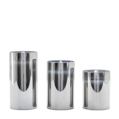 LED Candle Grey Votive (Set of 3) 75x75x150mm