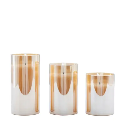 LED Candle Gold Votive (Set of 3) 75x75x150mm