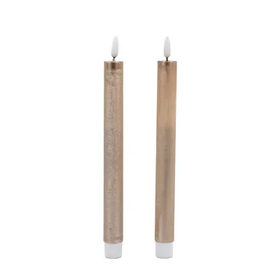 LED Dinner Candle (Set of 2) Gold 23x23x25mm