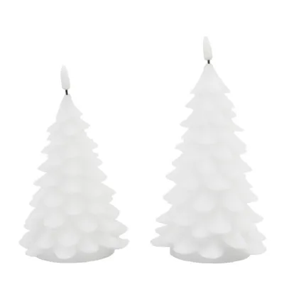 LED Xmas Tree Candle (2 pack) White 120x120x190mm