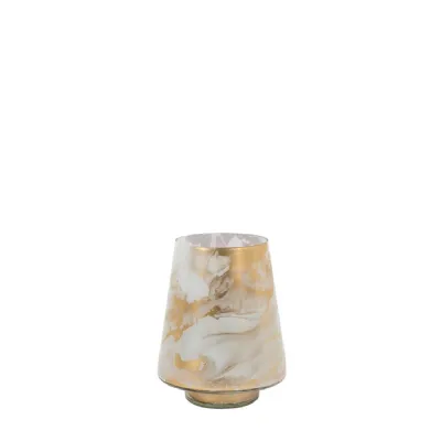 Marbled Hurricane Small Gold White Candle Holder